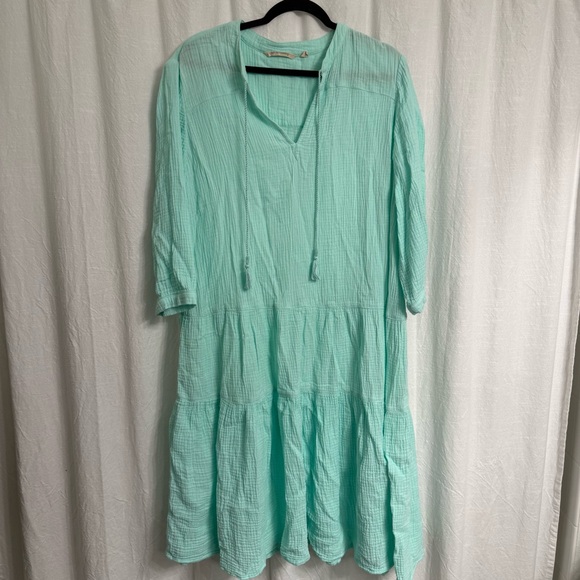 Soft‎ Surroundings Dress Laguna Solid Cotton Gauze Dress 1X Modest - Picture 3 of 7